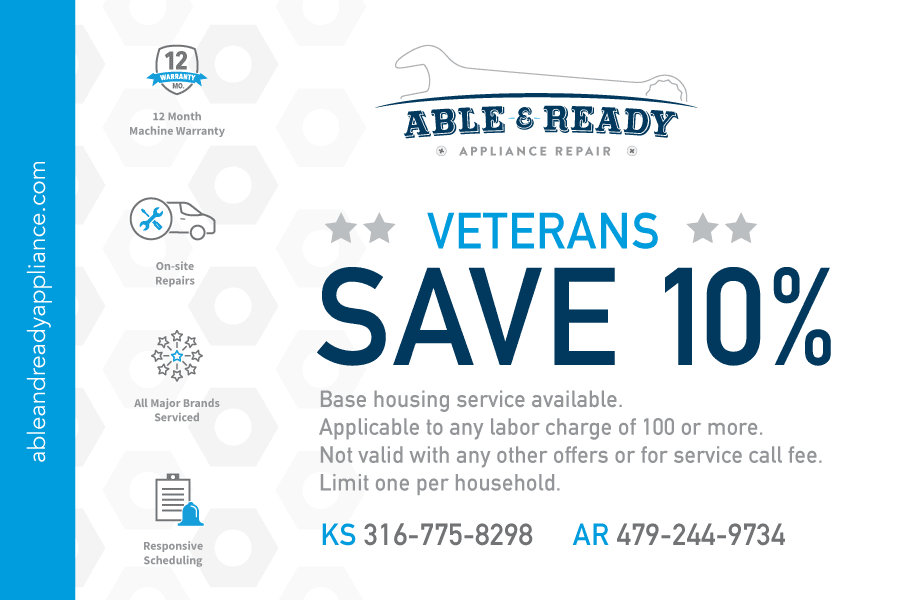 Veterans save 10% on appliance repair services